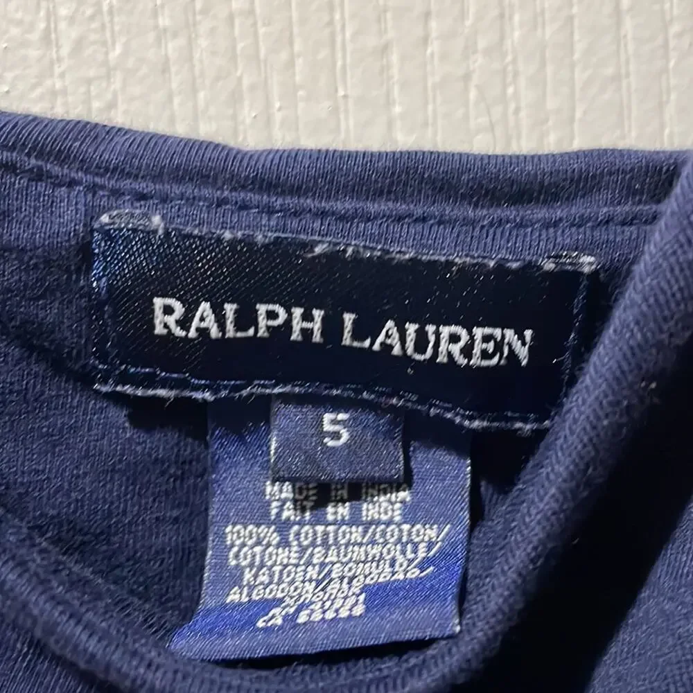Ralph Lauren 5 navy blue drip waisted rushed gathers four tier hemline EUC